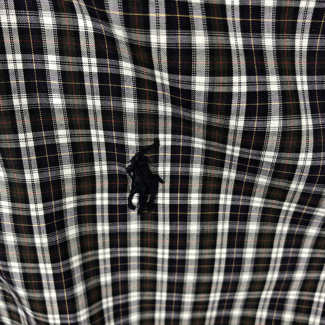 Ralph Lauren YARMOUTH Long Sleeve Button-Down Check Shirt, Men's Size L cotton black type Vintage Second Hand