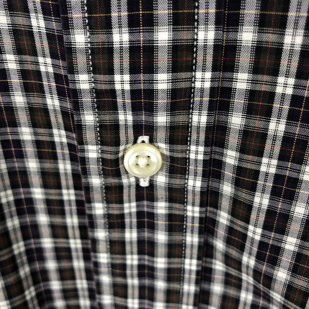 Ralph Lauren YARMOUTH Long Sleeve Button-Down Check Shirt, Men's Size L cotton black type Vintage Second Hand