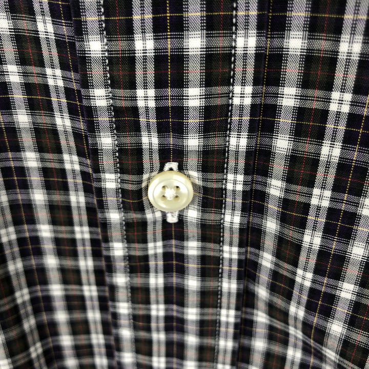 Ralph Lauren YARMOUTH Long Sleeve Button-Down Check Shirt, Men's Size L cotton black type Vintage Second Hand