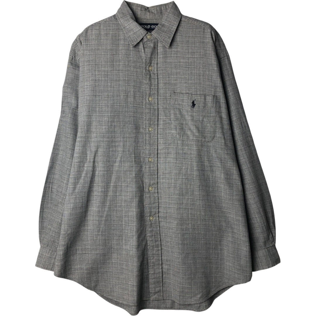 Ralph Lauren POLO GOLF LOFTING Long-Sleeve Cotton Check Shirt, Men's Size L (approx.) cotton gray type Vintage Second Hand