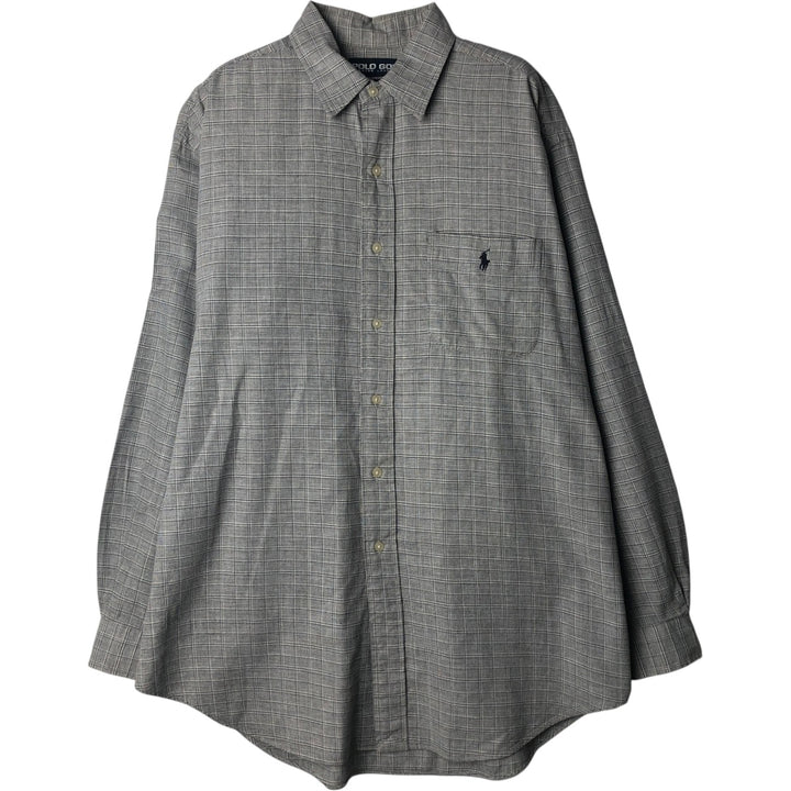 Ralph Lauren POLO GOLF LOFTING Long-Sleeve Cotton Check Shirt, Men's Size L (approx.) cotton gray type Vintage Second Hand
