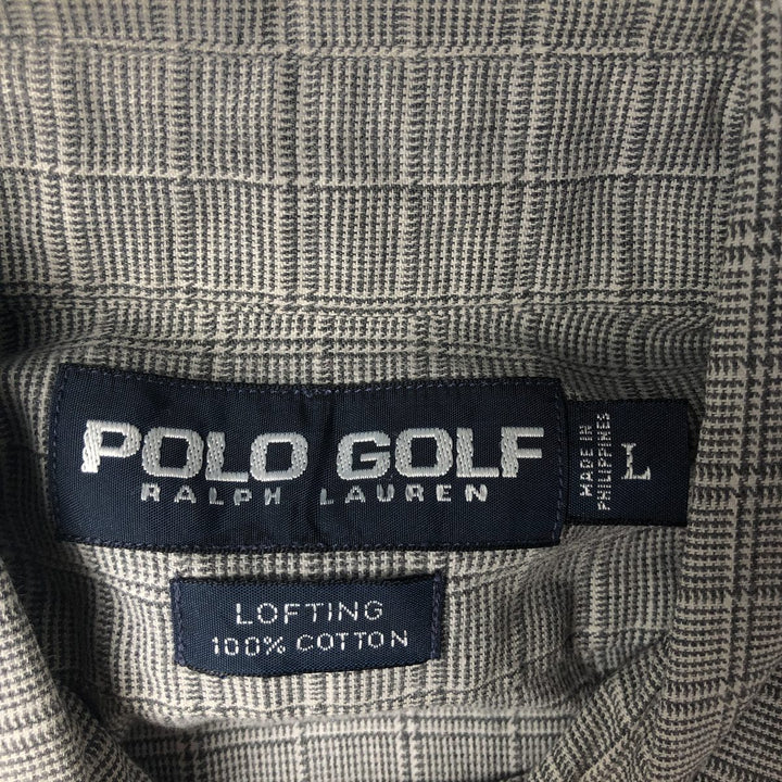 Ralph Lauren POLO GOLF LOFTING Long-Sleeve Cotton Check Shirt, Men's Size L (approx.) cotton gray type Vintage Second Hand