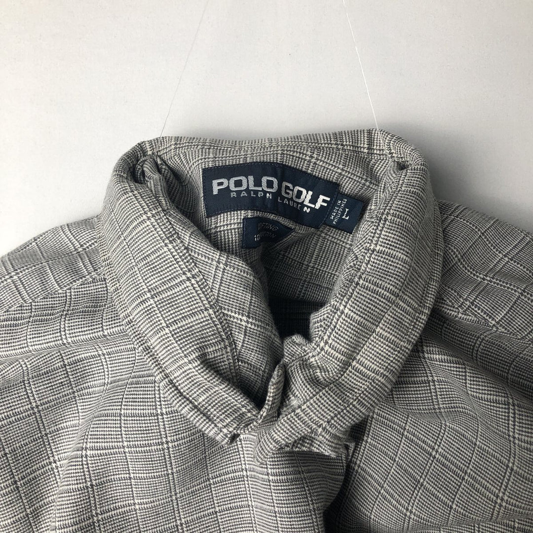 Ralph Lauren POLO GOLF LOFTING Long-Sleeve Cotton Check Shirt, Men's Size L (approx.) cotton gray type Vintage Second Hand