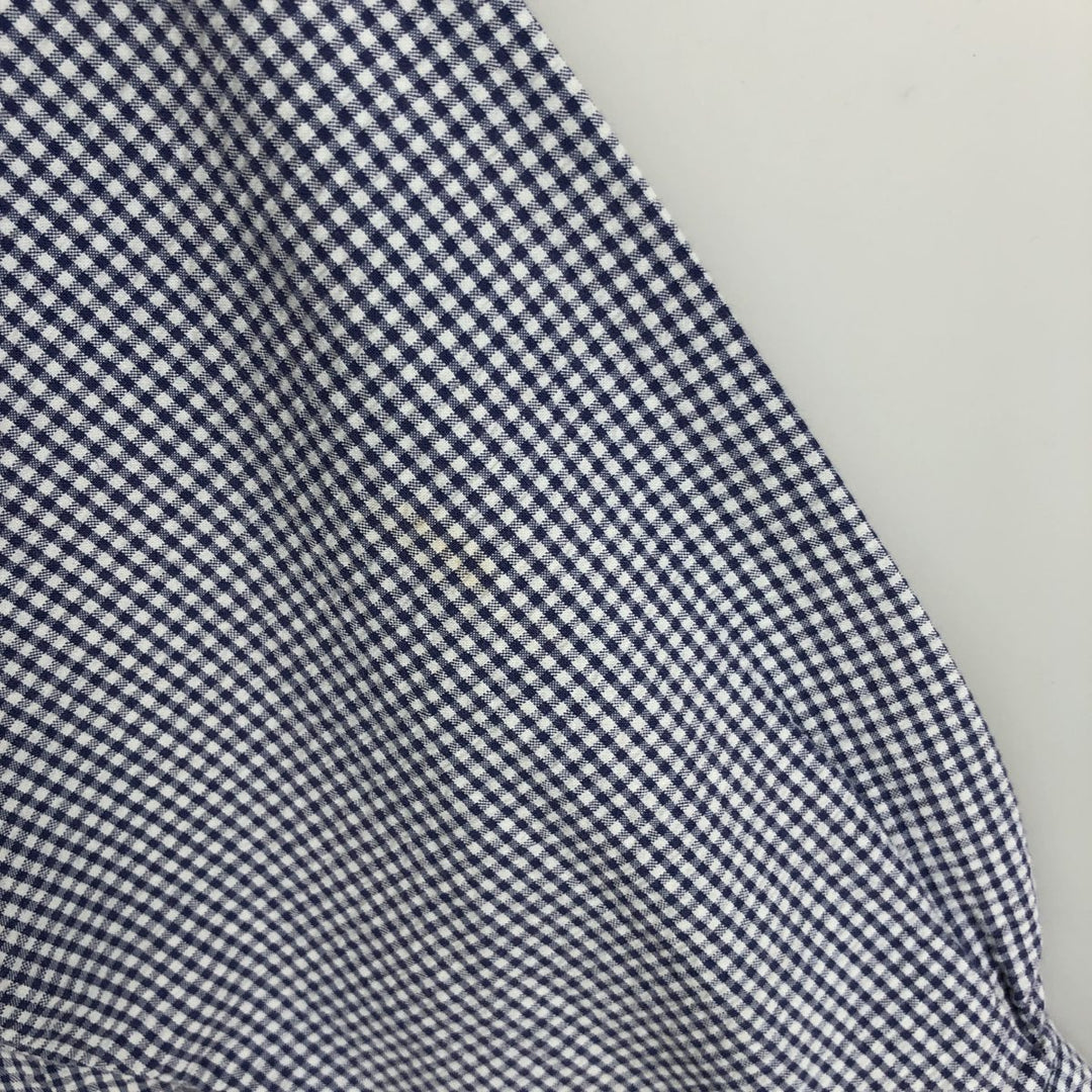 Ralph Lauren YARMOUTH Gingham Check Seersucker Long-Sleeve Button-Down Check Shirt, Men's Size L (approx.) cotton white type Vintage Second Hand