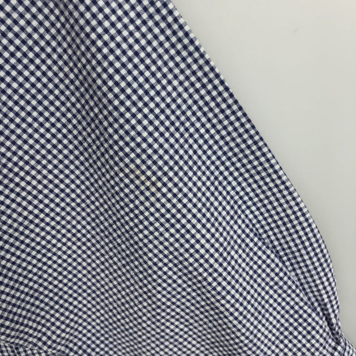 Ralph Lauren YARMOUTH Gingham Check Seersucker Long-Sleeve Button-Down Check Shirt, Men's Size L (approx.) cotton white type Vintage Second Hand