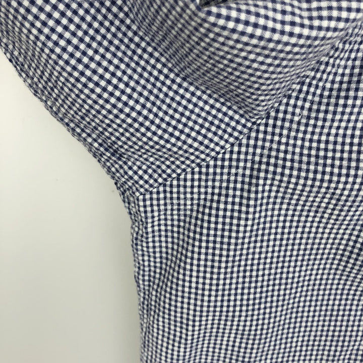 Ralph Lauren YARMOUTH Gingham Check Seersucker Long-Sleeve Button-Down Check Shirt, Men's Size L (approx.) cotton white type Vintage Second Hand