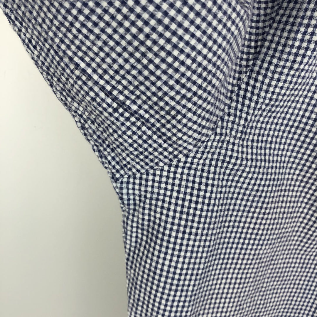 Ralph Lauren YARMOUTH Gingham Check Seersucker Long-Sleeve Button-Down Check Shirt, Men's Size L (approx.) cotton white type Vintage Second Hand