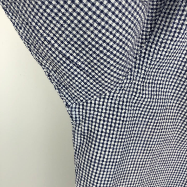 Ralph Lauren YARMOUTH Gingham Check Seersucker Long-Sleeve Button-Down Check Shirt, Men's Size L (approx.) cotton white type Vintage Second Hand