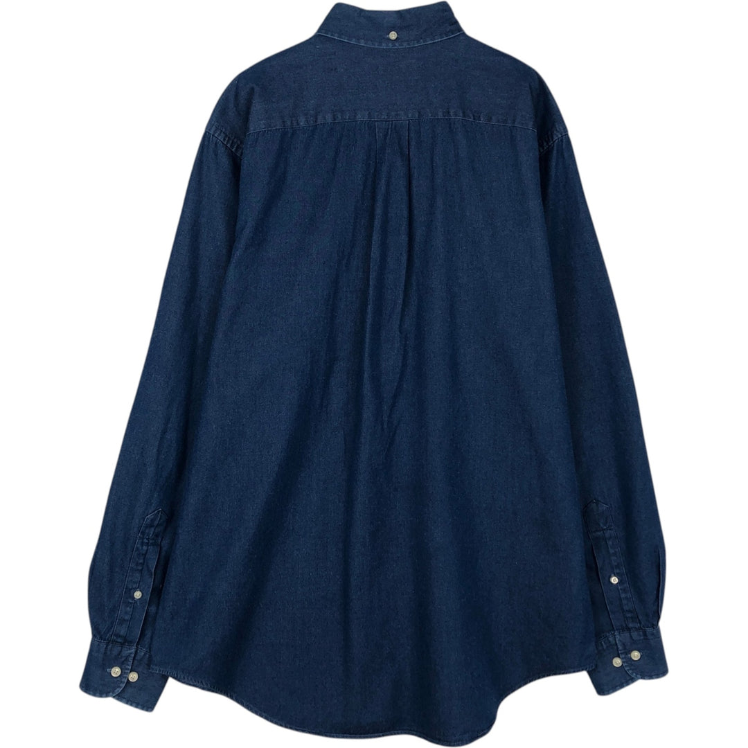 Lands' End long-sleeved button-down shirt (approximately men's size M) from the 2000s. cotton blue type Vintage Second Hand