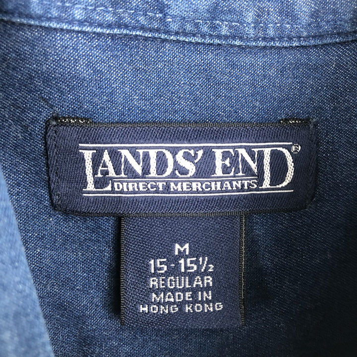 Lands' End long-sleeved button-down shirt (approximately men's size M) from the 2000s. cotton blue type Vintage Second Hand