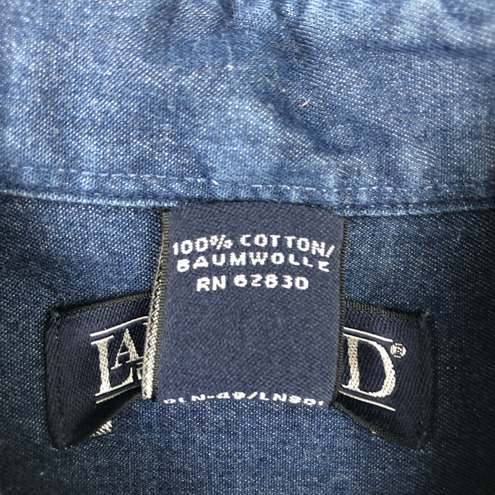 Lands' End long-sleeved button-down shirt (approximately men's size M) from the 2000s. cotton blue type Vintage Second Hand