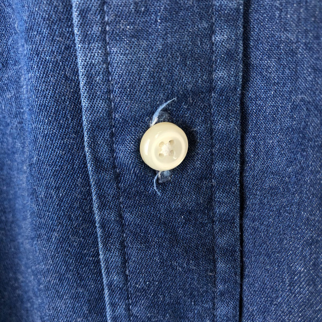 Lands' End long-sleeved button-down shirt (approximately men's size M) from the 2000s. cotton blue type Vintage Second Hand