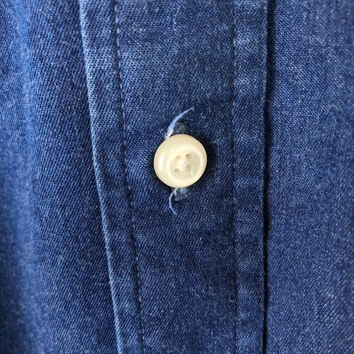 Lands' End long-sleeved button-down shirt (approximately men's size M) from the 2000s. cotton blue type Vintage Second Hand