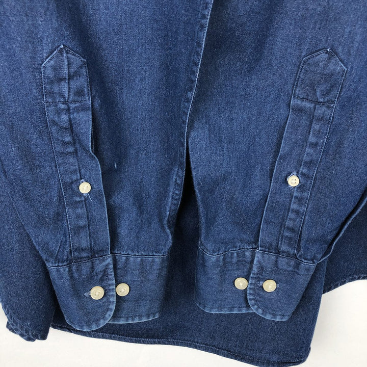 Lands' End long-sleeved button-down shirt (approximately men's size M) from the 2000s. cotton blue type Vintage Second Hand