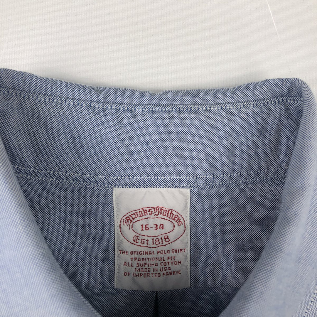 Brooks Brothers Est.1818 Long Sleeve Button Down Shirt Made in USA Men's Size L Supima Cotton blue type Vintage Second Hand