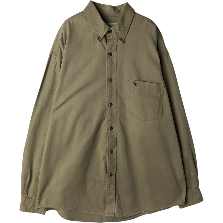 Eddie Bauer long-sleeved button-down shirt, men's size L cotton Beige type Vintage Second Hand