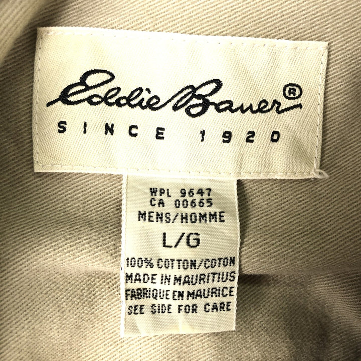 Eddie Bauer long-sleeved button-down shirt, men's size L cotton Beige type Vintage Second Hand