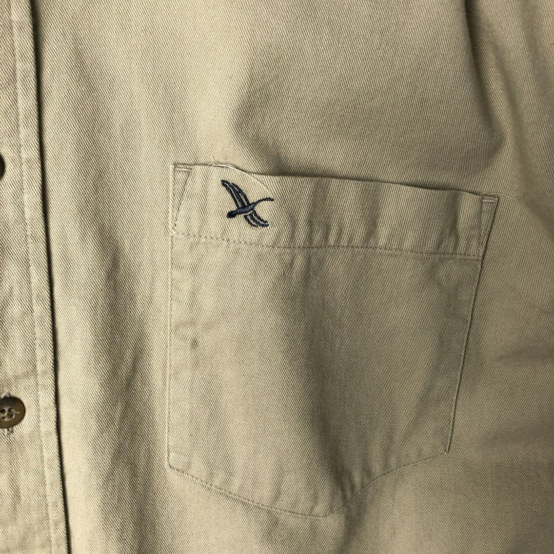 Eddie Bauer long-sleeved button-down shirt, men's size L cotton Beige type Vintage Second Hand