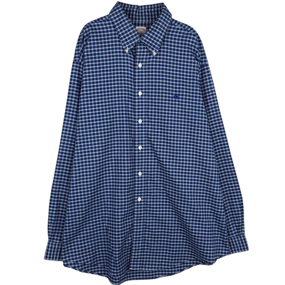 Brooks Brothers Est.1818 Long Sleeve Button-Down Check Shirt, Men's XL Supima Cotton blue type Vintage Second Hand