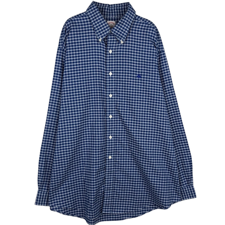 Brooks Brothers Est.1818 Long Sleeve Button-Down Check Shirt, Men's XL Supima Cotton blue type Vintage Second Hand