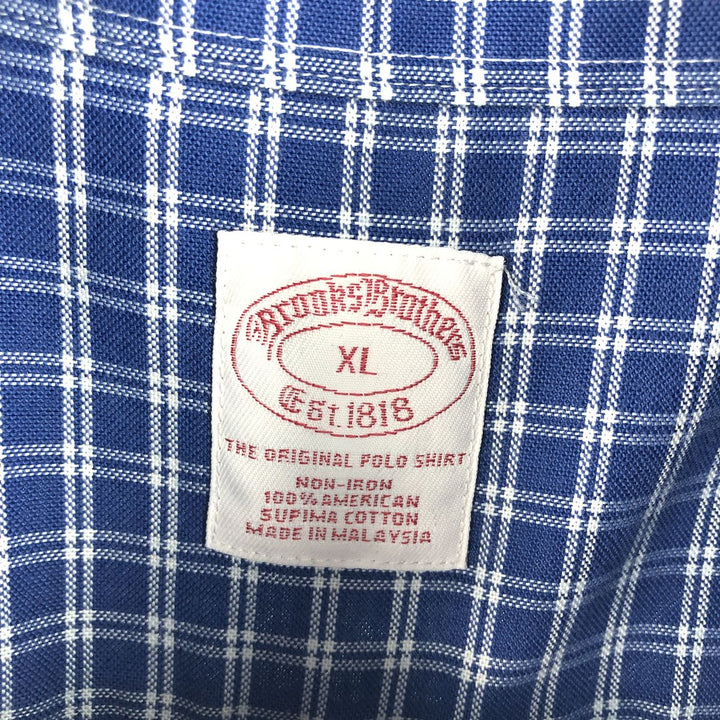 Brooks Brothers Est.1818 Long Sleeve Button-Down Check Shirt, Men's XL Supima Cotton blue type Vintage Second Hand