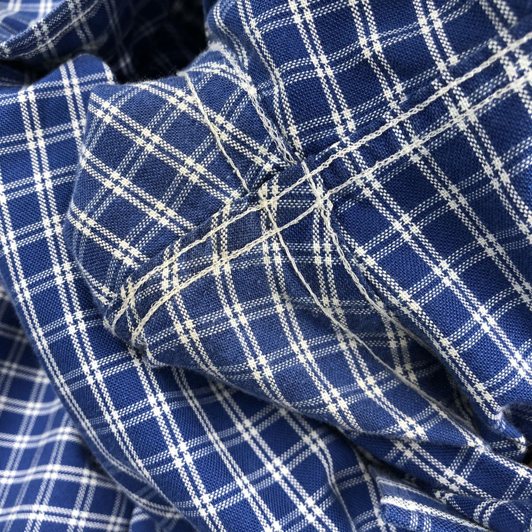 Brooks Brothers Est.1818 Long Sleeve Button-Down Check Shirt, Men's XL Supima Cotton blue type Vintage Second Hand