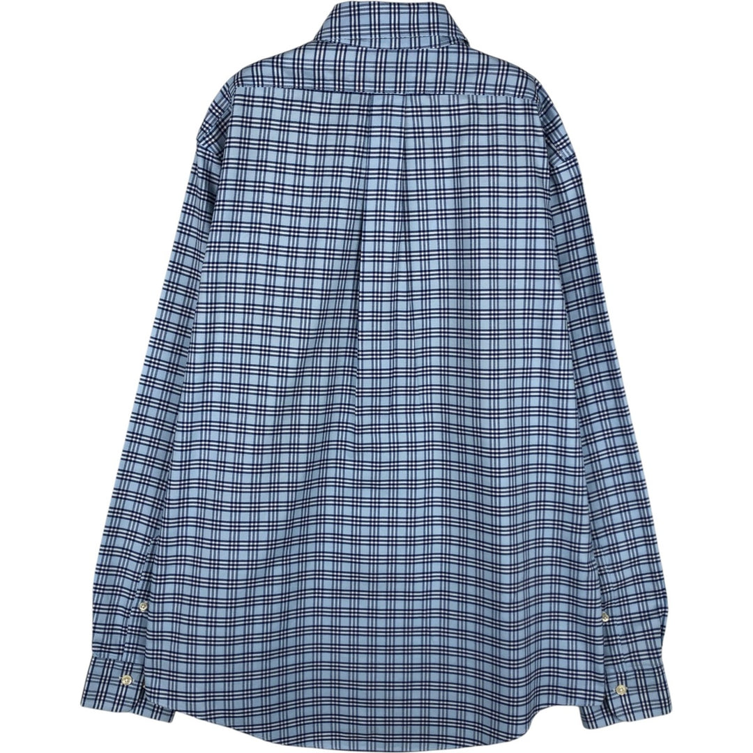 Brooks Brothers 1818 REGENT Long Sleeve Button-Down Check Shirt, Men's Size L Supima Cotton Blue type light blue Vintage Second Hand