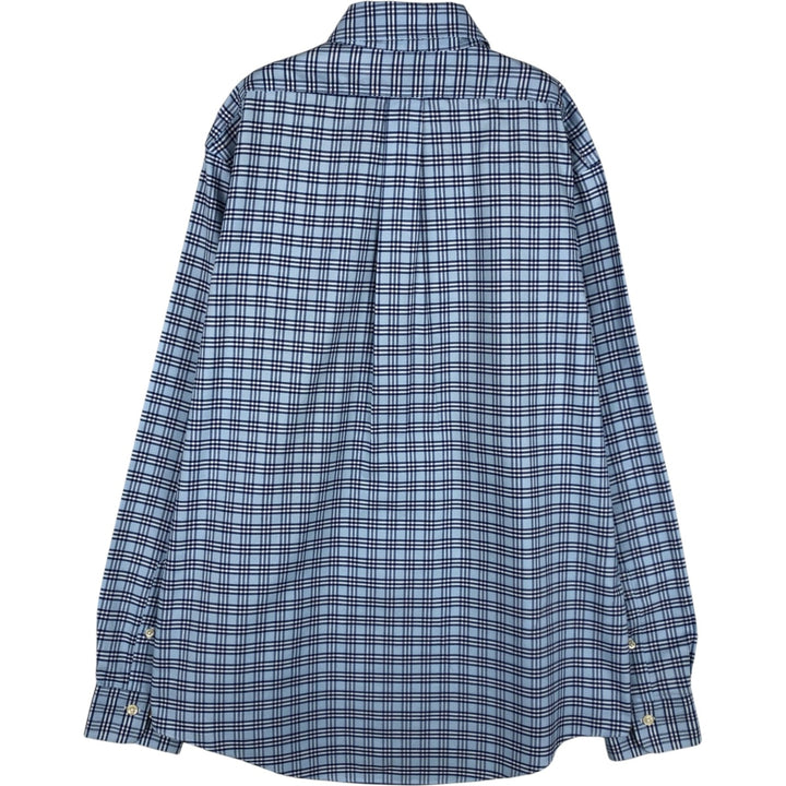 Brooks Brothers 1818 REGENT Long Sleeve Button-Down Check Shirt, Men's Size L Supima Cotton Blue type light blue Vintage Second Hand