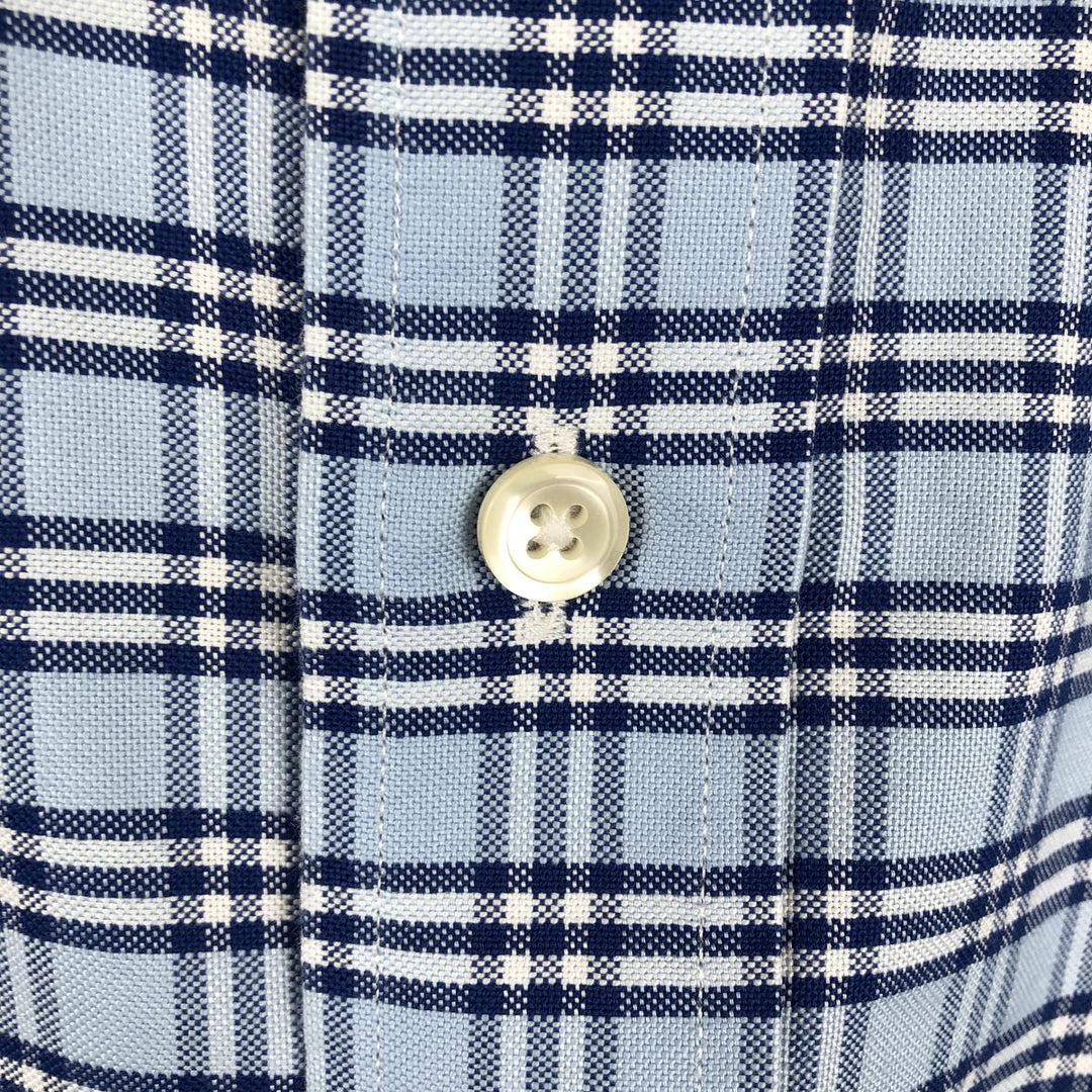 Brooks Brothers 1818 REGENT Long Sleeve Button-Down Check Shirt, Men's Size L Supima Cotton Blue type light blue Vintage Second Hand