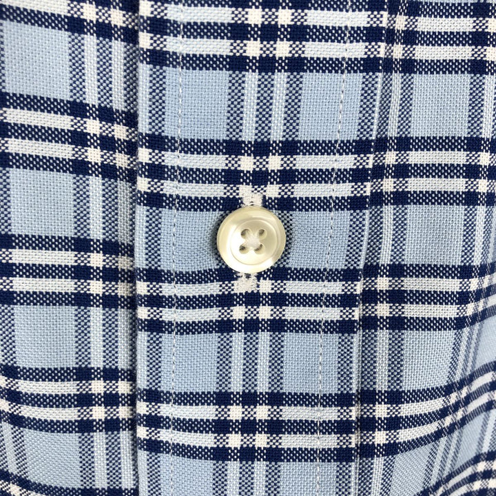 Brooks Brothers 1818 REGENT Long Sleeve Button-Down Check Shirt, Men's Size L Supima Cotton Blue type light blue Vintage Second Hand
