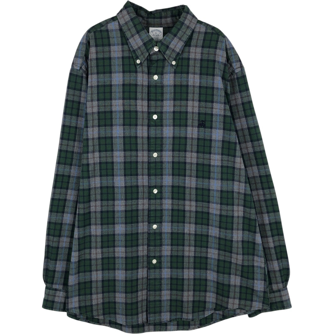 Brooks Brothers Est.1818 Long Sleeve Button-Down Check Shirt, Men's XL cotton green type Vintage Second Hand
