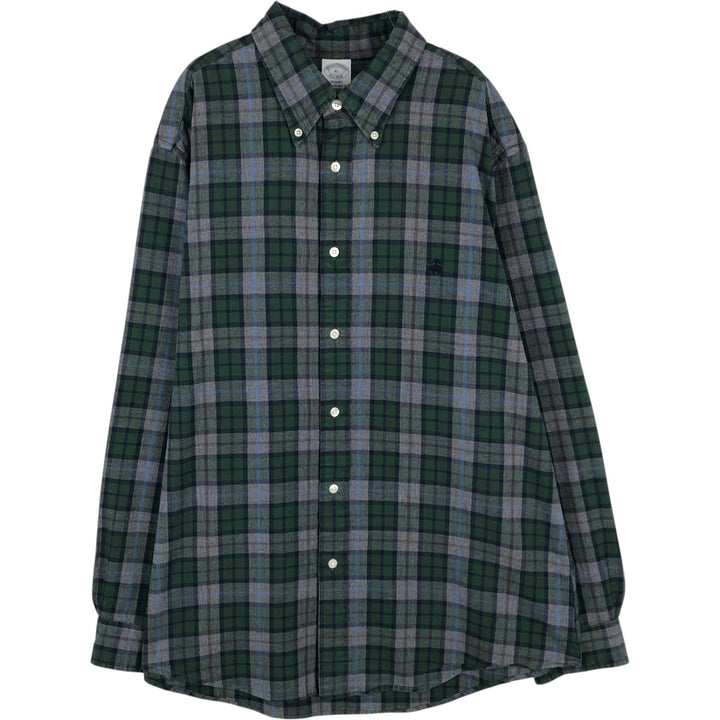 Brooks Brothers Est.1818 Long Sleeve Button-Down Check Shirt, Men's XL cotton green type Vintage Second Hand