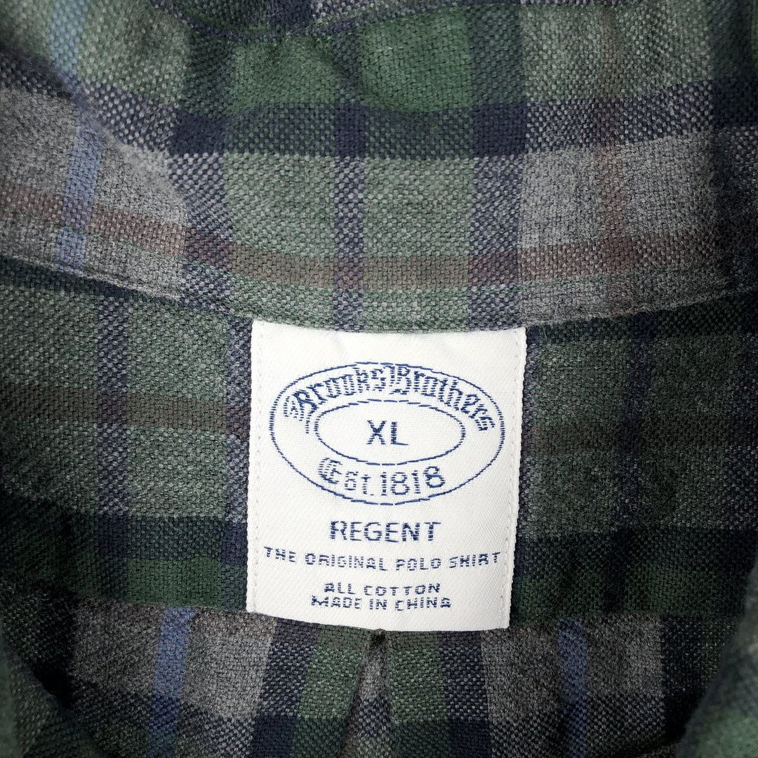 Brooks Brothers Est.1818 Long Sleeve Button-Down Check Shirt, Men's XL cotton green type Vintage Second Hand