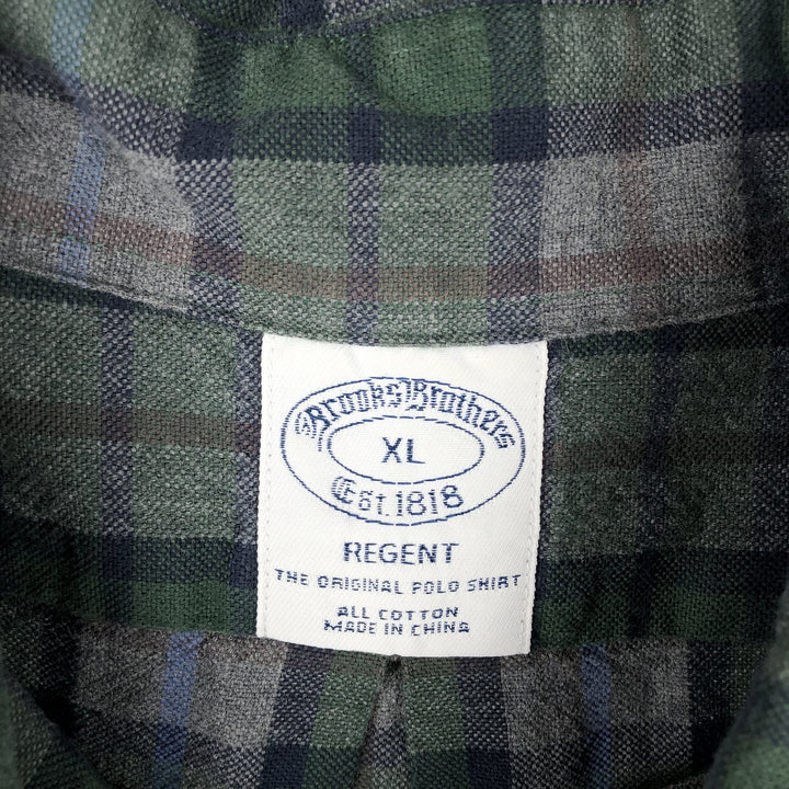 Brooks Brothers Est.1818 Long Sleeve Button-Down Check Shirt, Men's XL cotton green type Vintage Second Hand