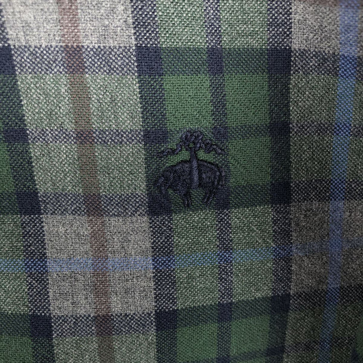 Brooks Brothers Est.1818 Long Sleeve Button-Down Check Shirt, Men's XL cotton green type Vintage Second Hand