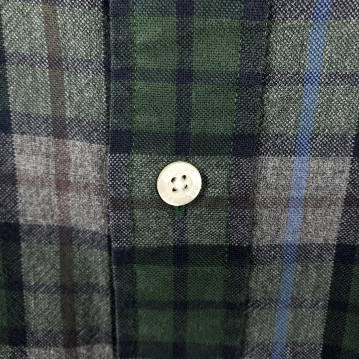 Brooks Brothers Est.1818 Long Sleeve Button-Down Check Shirt, Men's XL cotton green type Vintage Second Hand