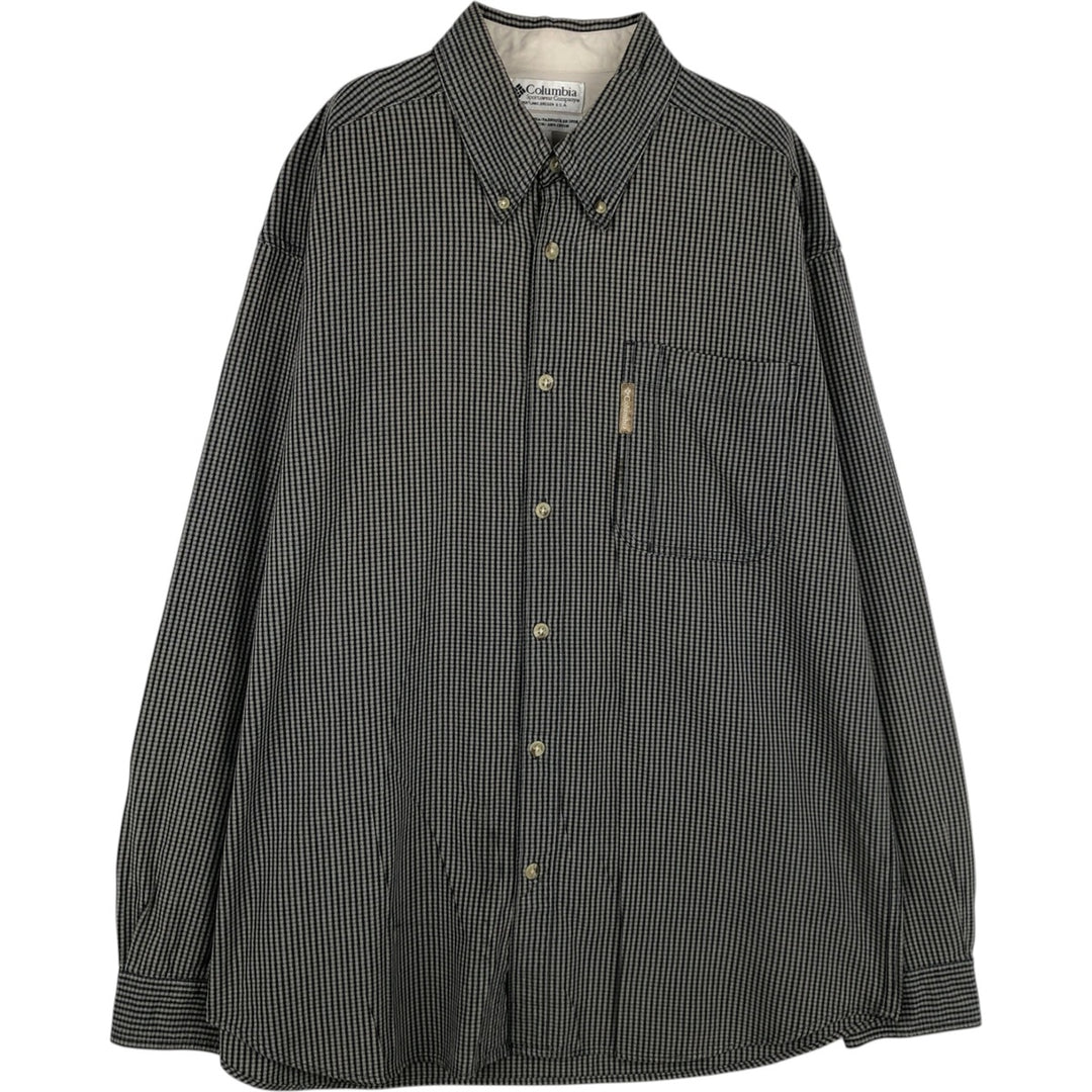 Columbia long-sleeved button-down check shirt, men's size L cotton black type Vintage Second Hand