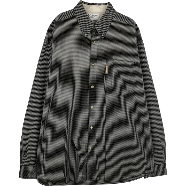 Columbia long-sleeved button-down check shirt, men's size L cotton black type Vintage Second Hand