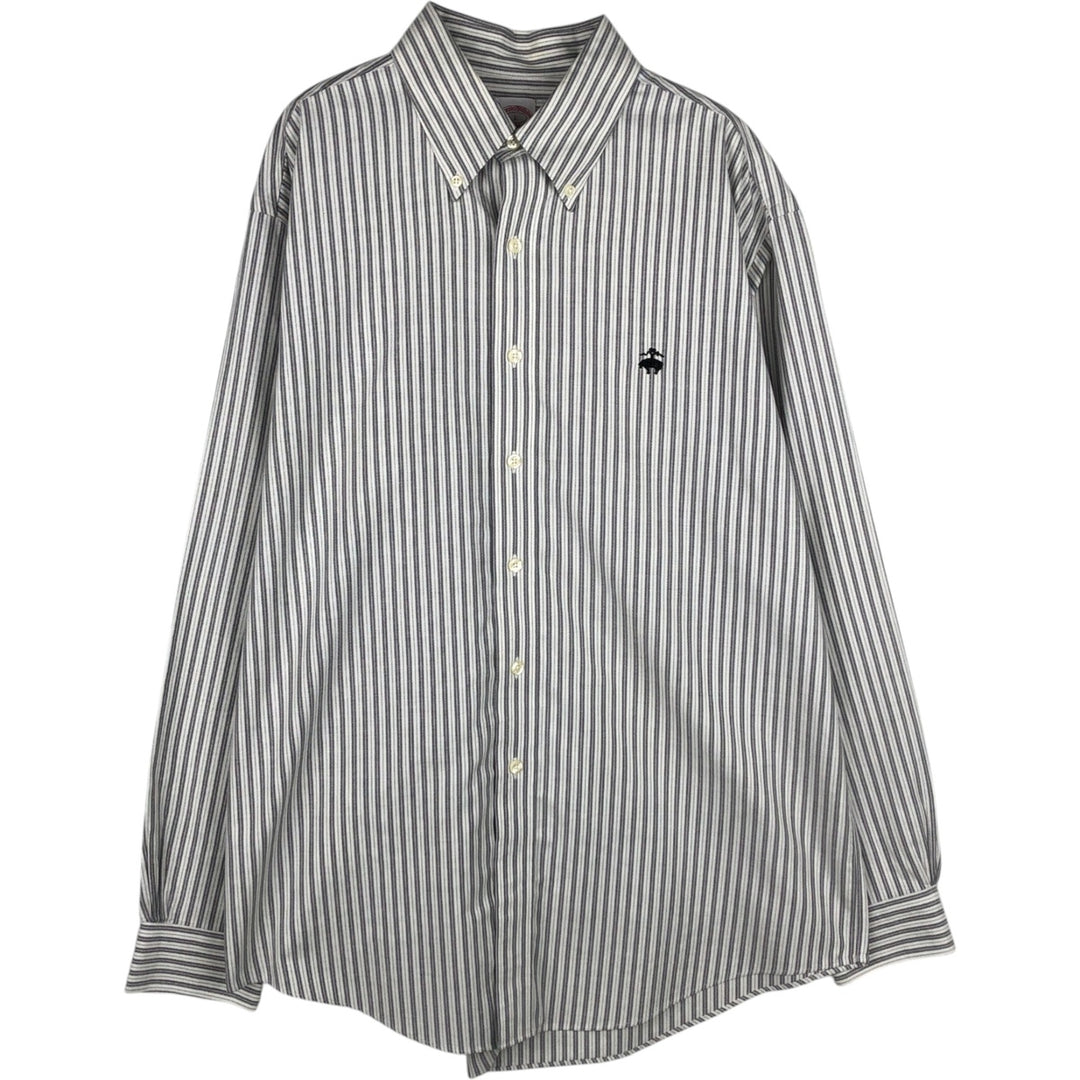 Brooks Brothers 346 Long Sleeve Button-Down Striped Shirt, Men's Size L Supima Cotton white type Vintage Second Hand