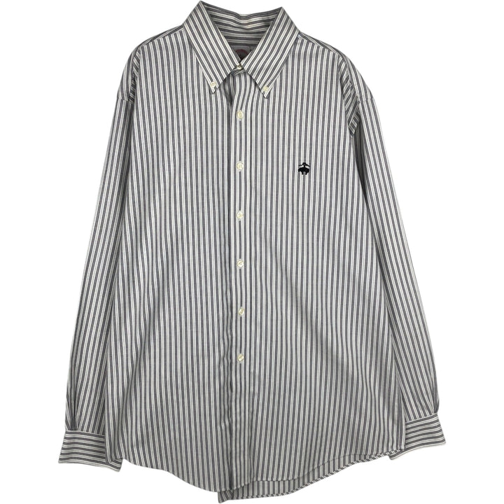 Brooks Brothers 346 Long Sleeve Button-Down Striped Shirt, Men's Size L Supima Cotton white type Vintage Second Hand