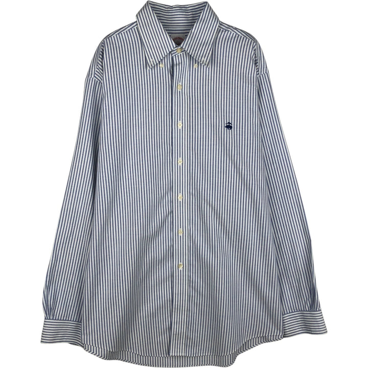 Brooks Brothers Est.1818 Long Sleeve Button-Down Striped Shirt, Men's Size L Supima Cotton white type Vintage Second Hand