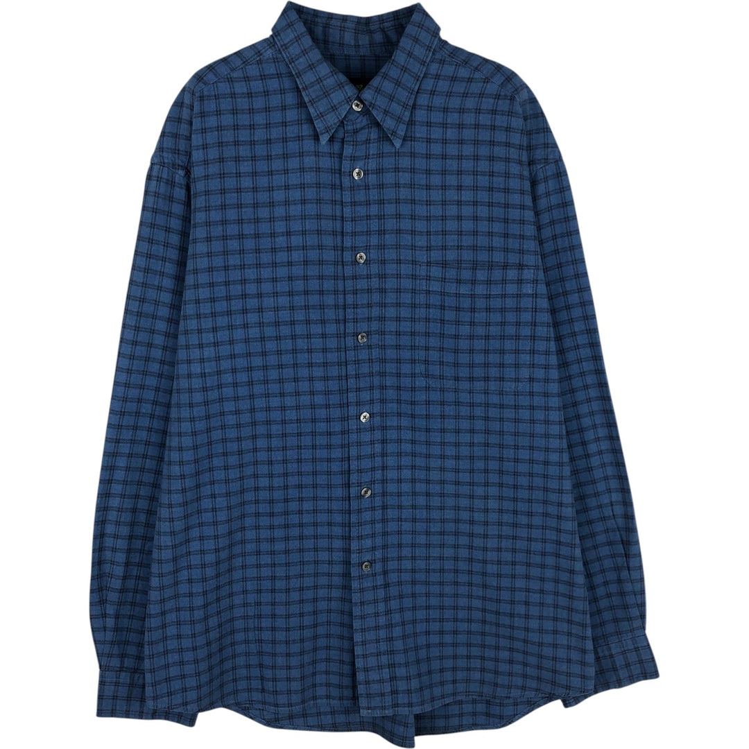 Eddie Bauer Men's Long Sleeve Cotton Check Shirt, Size L cotton blue type Vintage Second Hand