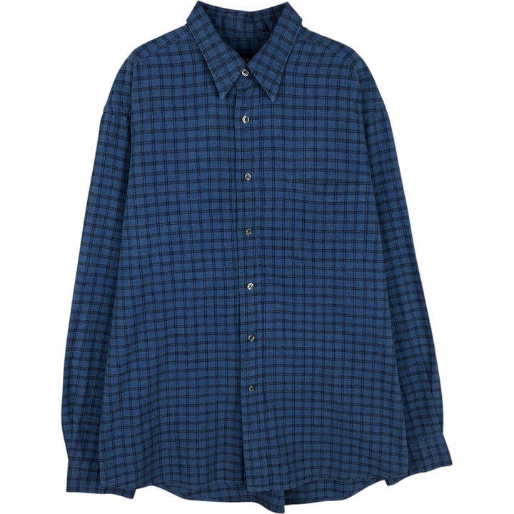Eddie Bauer Men's Long Sleeve Cotton Check Shirt, Size L cotton blue type Vintage Second Hand