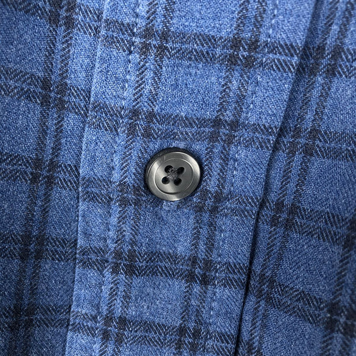 Eddie Bauer Men's Long Sleeve Cotton Check Shirt, Size L cotton blue type Vintage Second Hand