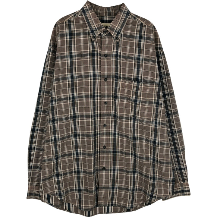 Eddie Bauer Long Sleeve Button-Down Check Shirt, Men's Size M cotton gray type Vintage Second Hand