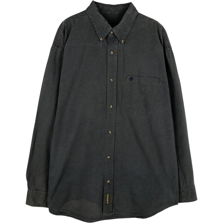 90s-00'S Timberland Long-Sleeve Cotton Check Shirt, Men's Size L (Equivalent), Vintage cotton black type Vintage Second Hand