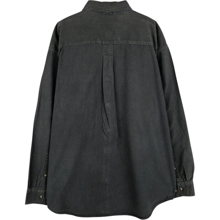 90s-00'S Timberland Long-Sleeve Cotton Check Shirt, Men's Size L (Equivalent), Vintage cotton black type Vintage Second Hand