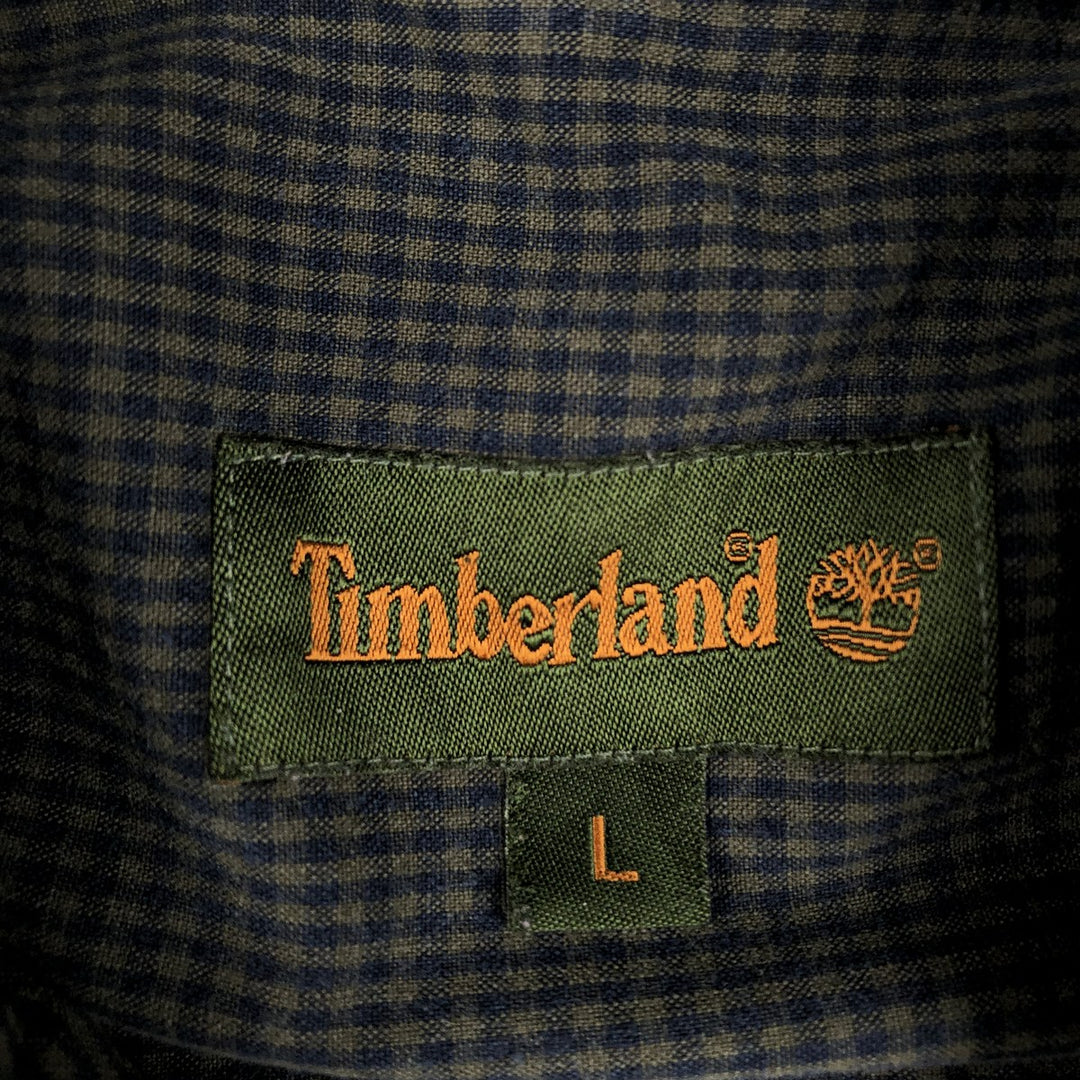 90s-00'S Timberland Long-Sleeve Cotton Check Shirt, Men's Size L (Equivalent), Vintage cotton black type Vintage Second Hand
