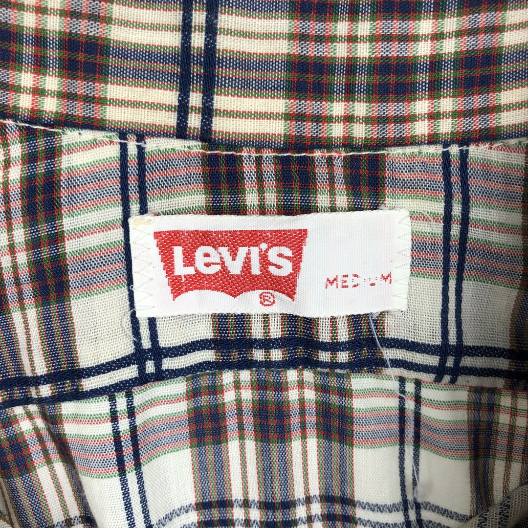 70s-80'S Levi's Check Pattern Long-Sleeve Shirt, Men's Size M (Equivalent), Vintage unclear navy blue type Vintage Second Hand