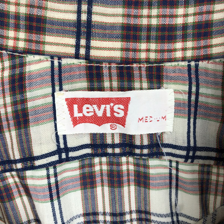 70s-80'S Levi's Check Pattern Long-Sleeve Shirt, Men's Size M (Equivalent), Vintage unclear navy blue type Vintage Second Hand